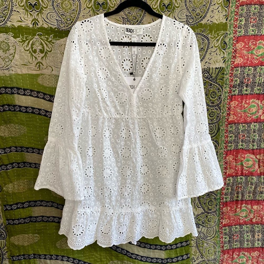 NWT Beach Riot White Delaney Eyelet Embroidered Mini Dress Size Small - Picture 2 of 14